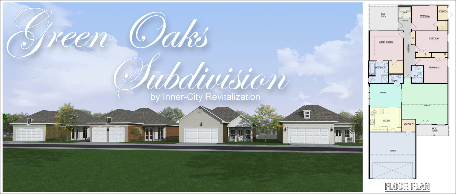 Architectural rendering of the Green Oaks subdivision